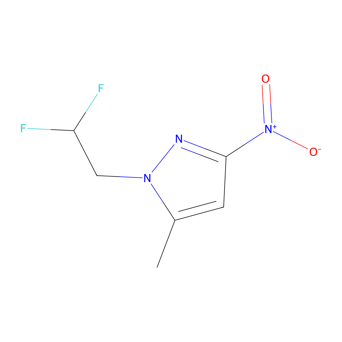 1-(2,2-difluoroethyl)-5-methyl-3-nitro-1H-pyrazole molecular structure, CAS 1171611-51-0