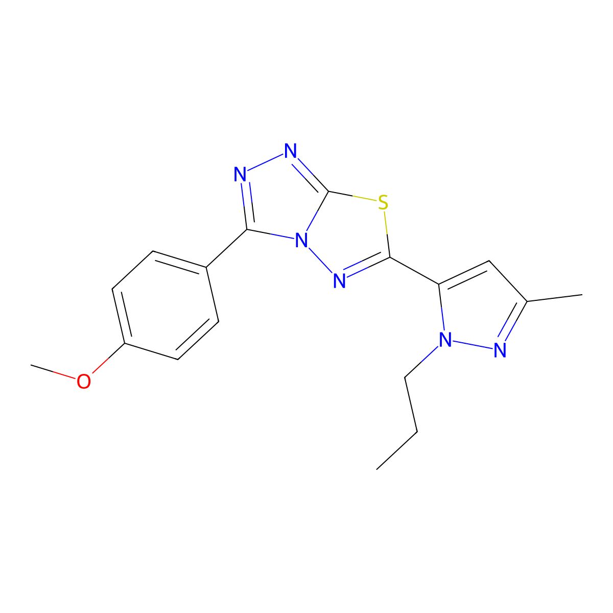 3-(4-methoxyphenyl)-6-(3-methyl-1-propyl-1H-pyrazol-5-yl)[1,2,4]triazolo[3,4-b][1,3,4]thiadiazole molecular structure, CAS 1171611-52-1