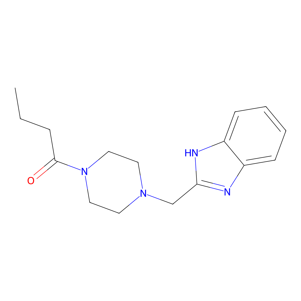 1-(4-((1H-benzo[d]imidazol-2-yl)methyl)piperazin-1-yl)butan-1-one molecular structure, CAS 1171612-91-1