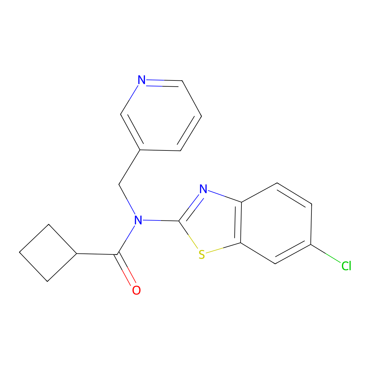N-(6-chlorobenzo[d]thiazol-2-yl)-N-(pyridin-3-ylmethyl)cyclobutanecarboxamide molecular structure, CAS 1171613-63-0