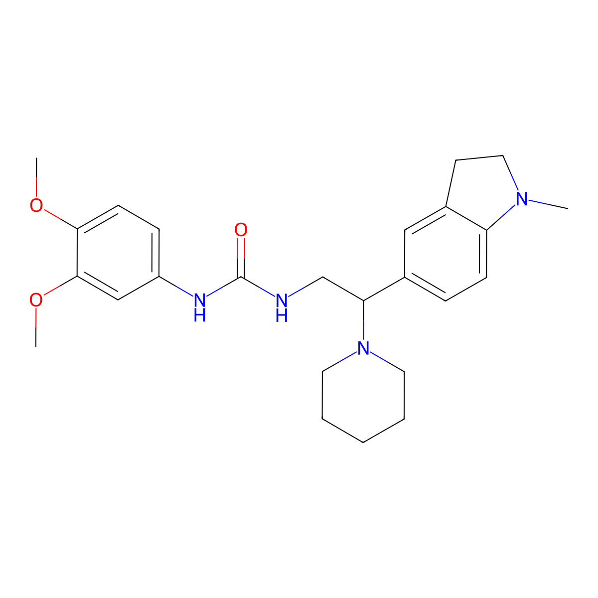 1-(3,4-Dimethoxyphenyl)-3-(2-(1-methylindolin-5-yl)-2-(piperidin-1-yl)ethyl)urea molecular structure, CAS 1171613-79-8