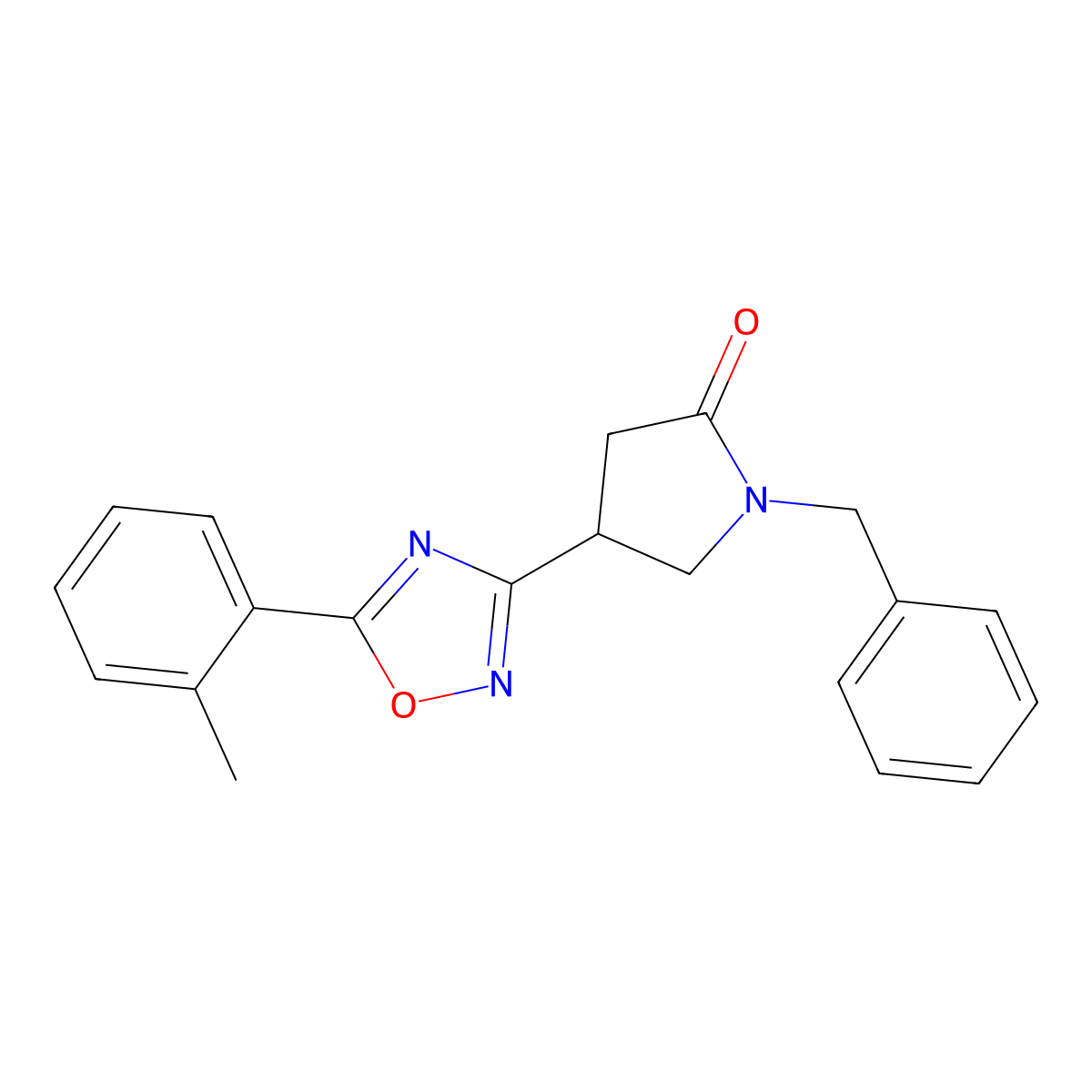 1-Benzyl-4-[5-(2-methylphenyl)-1,2,4-oxadiazol-3-yl]pyrrolidin-2-one molecular structure, CAS 1171615-27-2