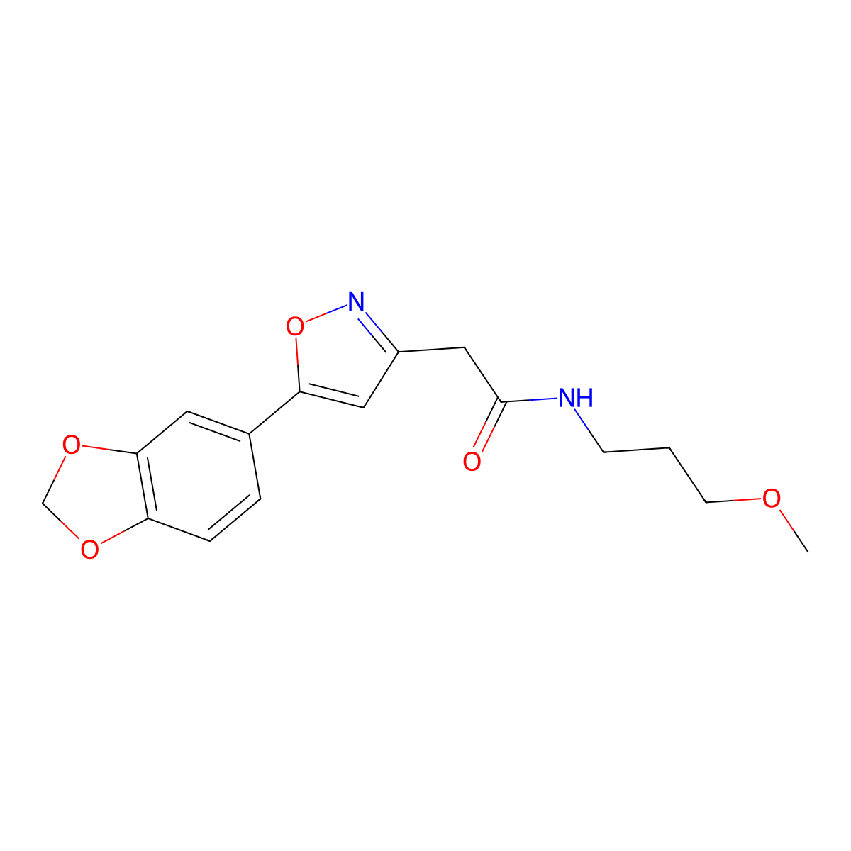 2-(5-(benzo[d][1,3]dioxol-5-yl)isoxazol-3-yl)-N-(3-methoxypropyl)acetamide molecular structure, CAS 1171616-95-7