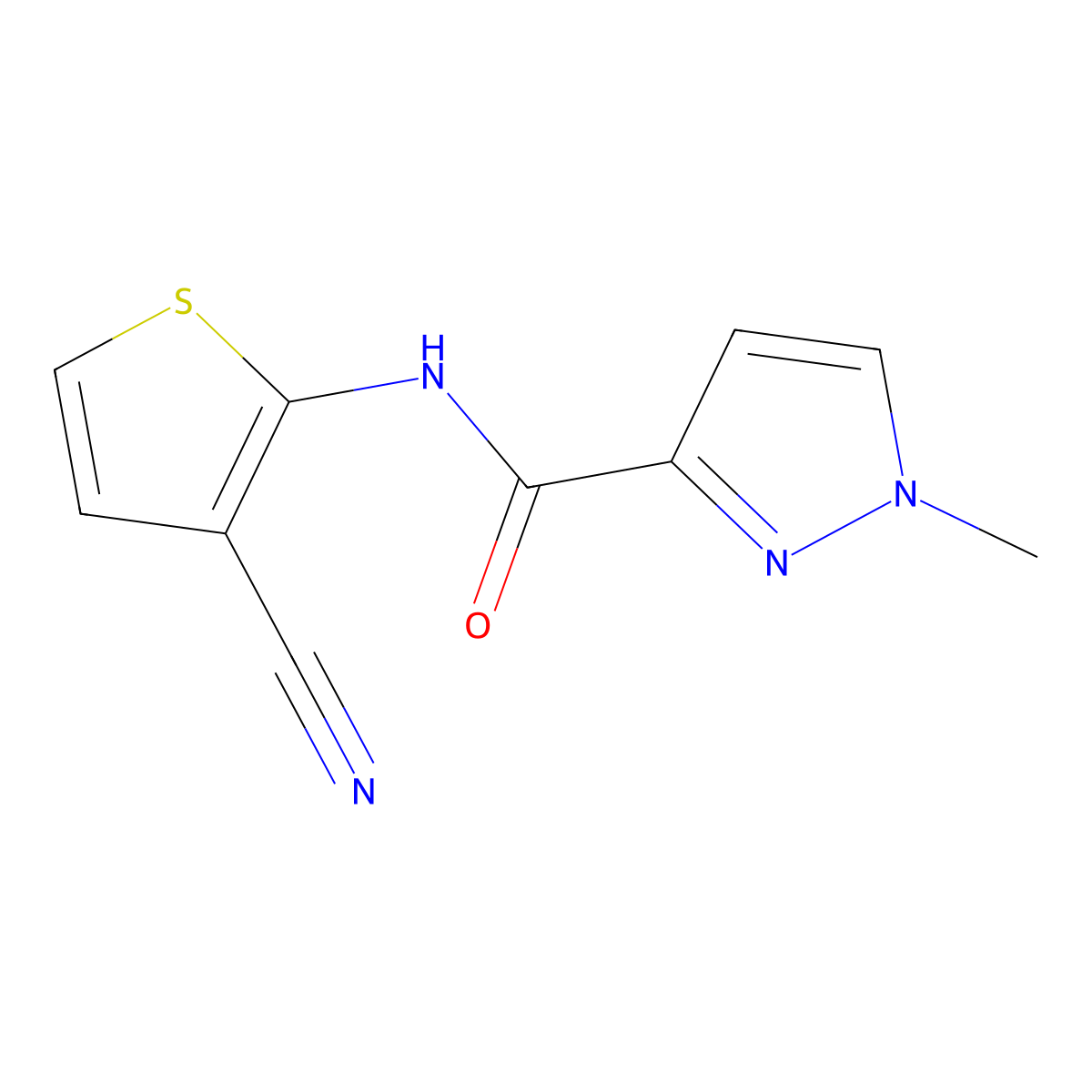 N-(3-cyanothiophen-2-yl)-1-methyl-1H-pyrazole-3-carboxamide molecular structure, CAS 1171617-32-5