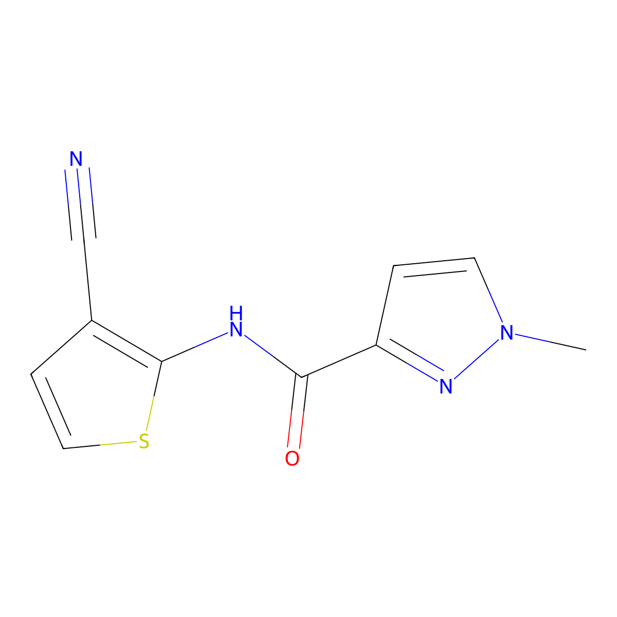 N-(3-cyanothiophen-2-yl)-1-methyl-1H-pyrazole-3-carboxamide molecular structure, CAS 1171617-32-5