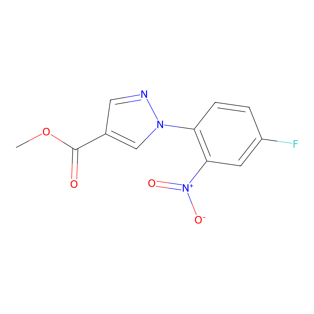 methyl 1-(4-fluoro-2-nitrophenyl)-1H-pyrazole-4-carboxylate molecular structure, CAS 1171617-42-7