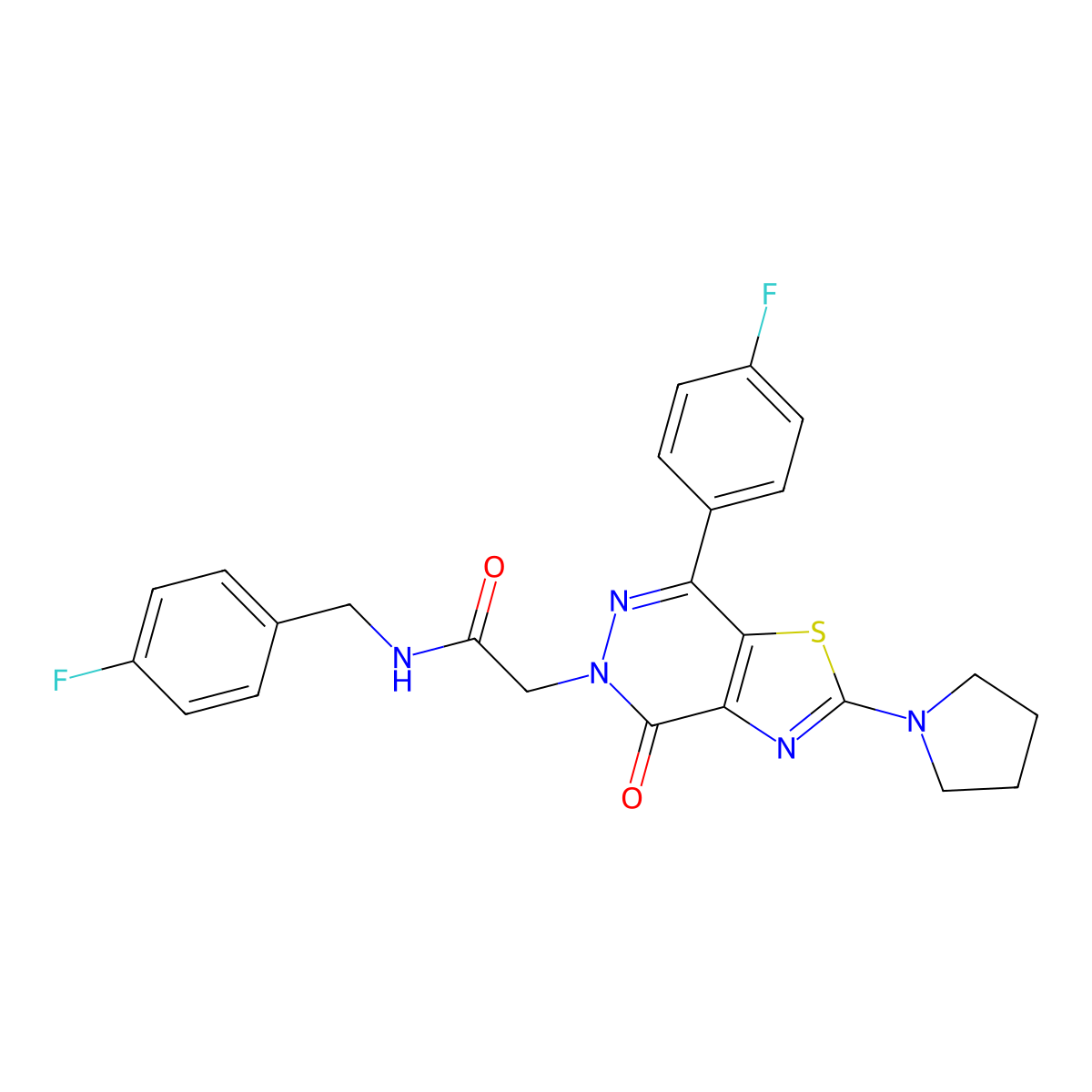 N-(4-fluorobenzyl)-2-(7-(4-fluorophenyl)-4-oxo-2-(pyrrolidin-1-yl)thiazolo[4,5-d]pyridazin-5(4H)-yl)acetamide molecular structure, CAS 1171619-75-2