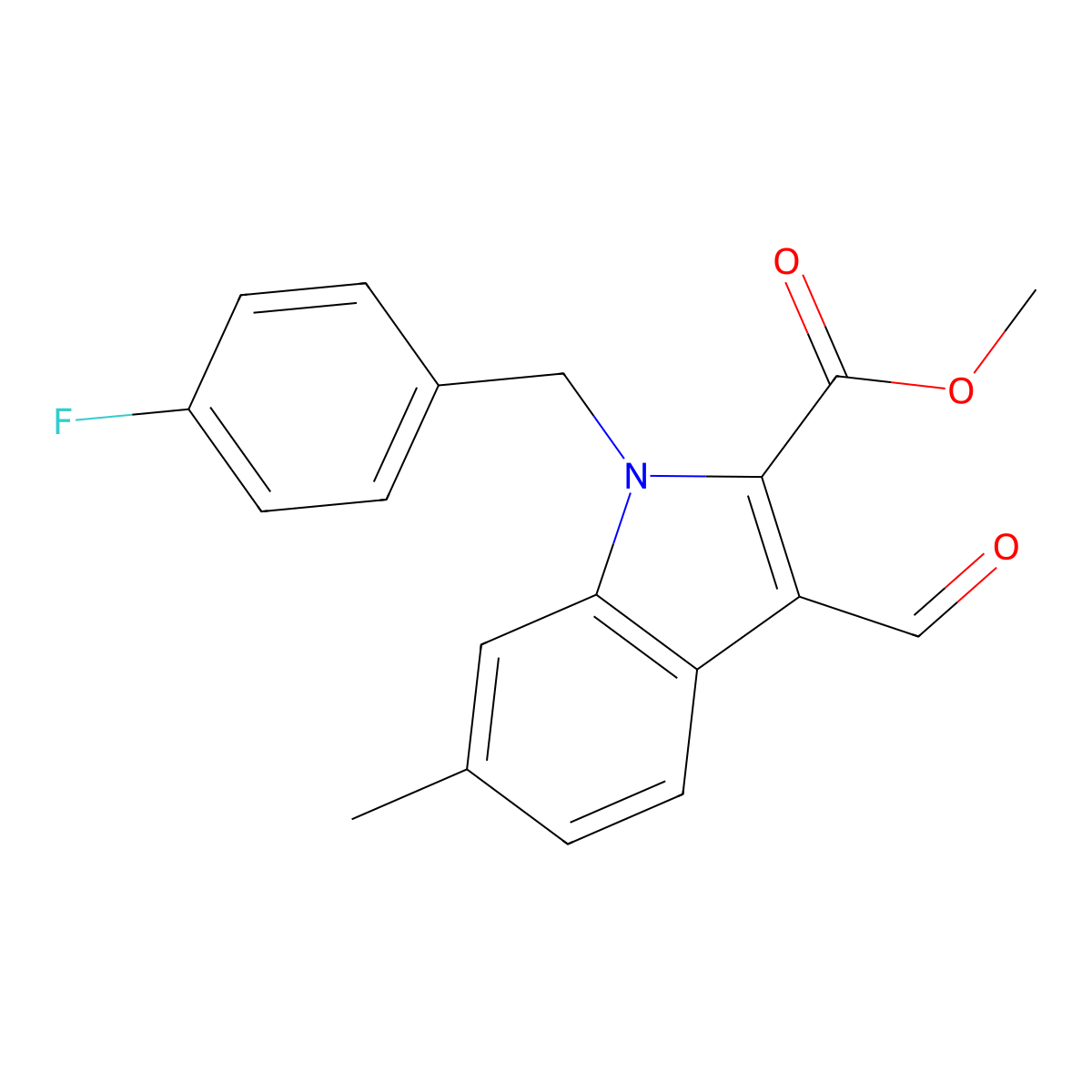 Methyl 1-(4-fluorobenzyl)-3-formyl-6-methyl-1H-indole-2-carboxylate molecular structure, CAS 1171620-19-1