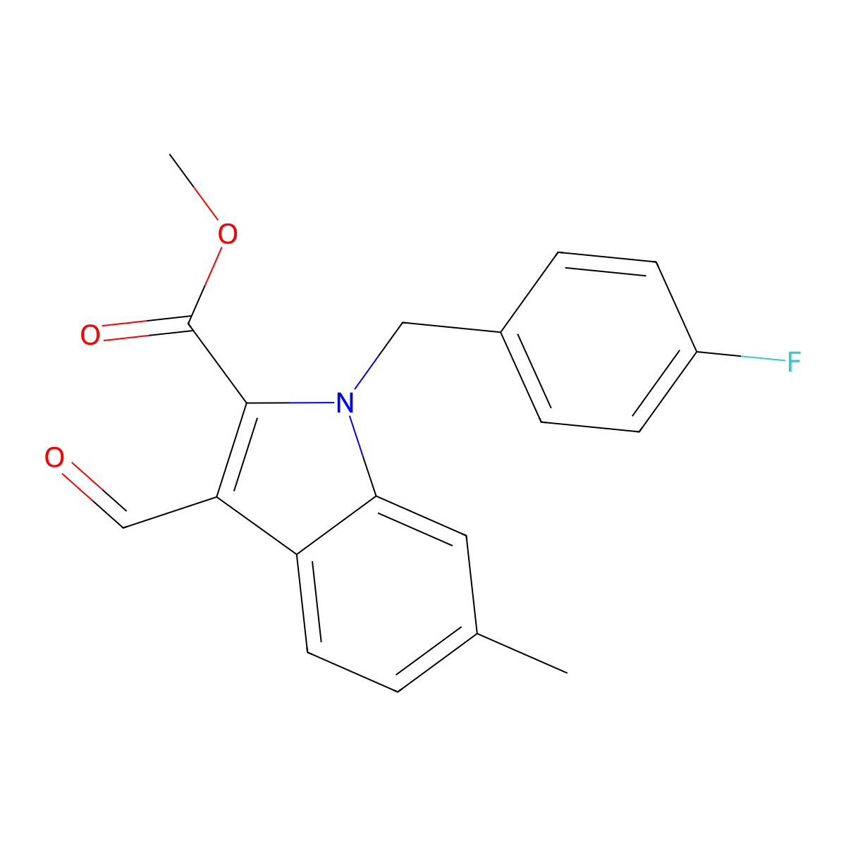 Methyl 1-(4-fluorobenzyl)-3-formyl-6-methyl-1H-indole-2-carboxylate molecular structure, CAS 1171620-19-1