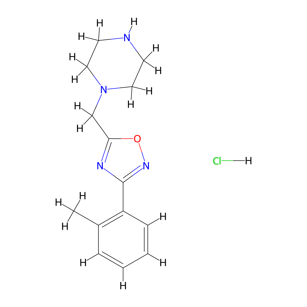 1-{[3-(2-Methylphenyl)-1,2,4-oxadiazol-5-yl]methyl}piperazine hydrochloride molecular structure, CAS 1171621-78-5