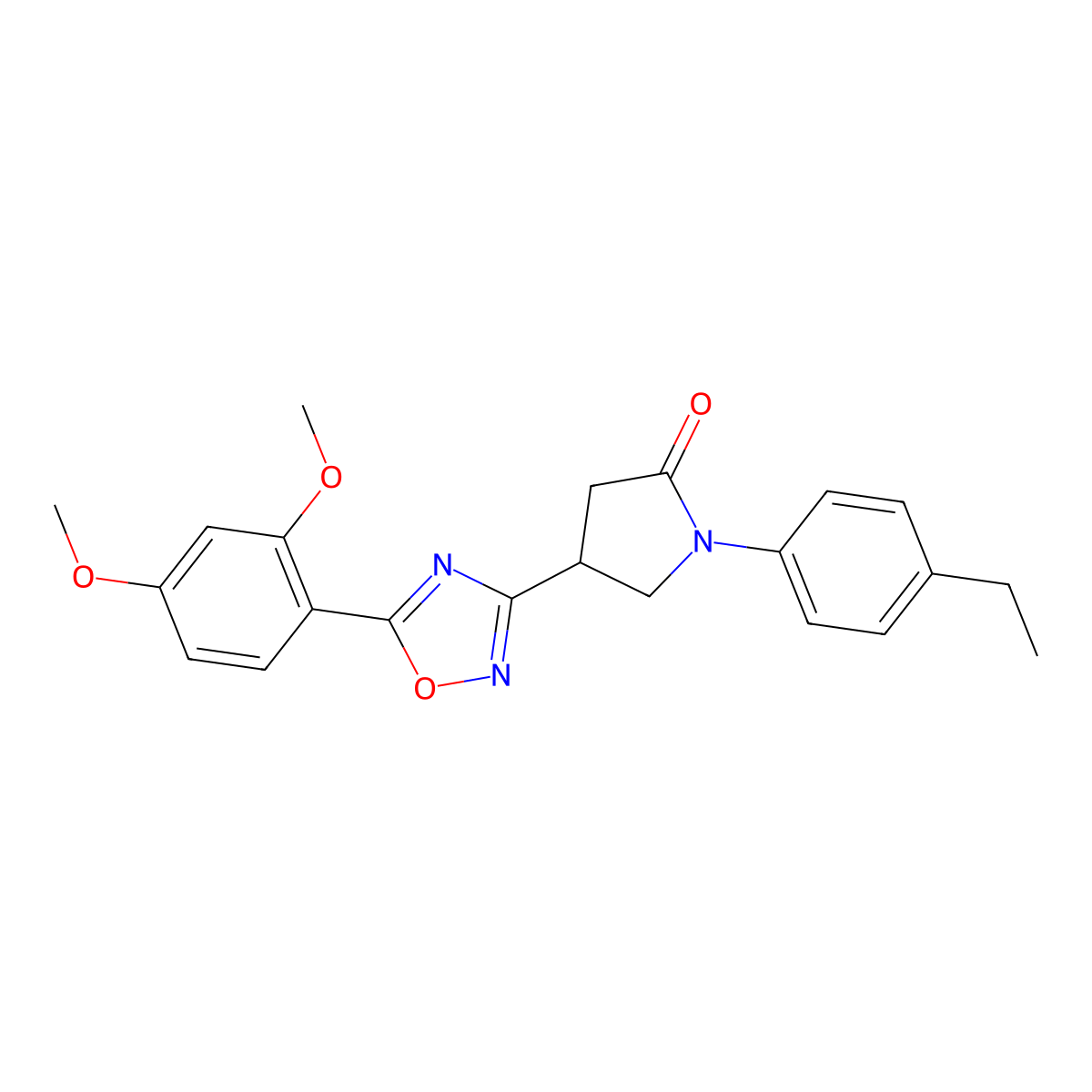 4-[5-(2,4-Dimethoxyphenyl)-1,2,4-oxadiazol-3-yl]-1-(4-ethylphenyl)pyrrolidin-2-one molecular structure, CAS 1171622-62-0