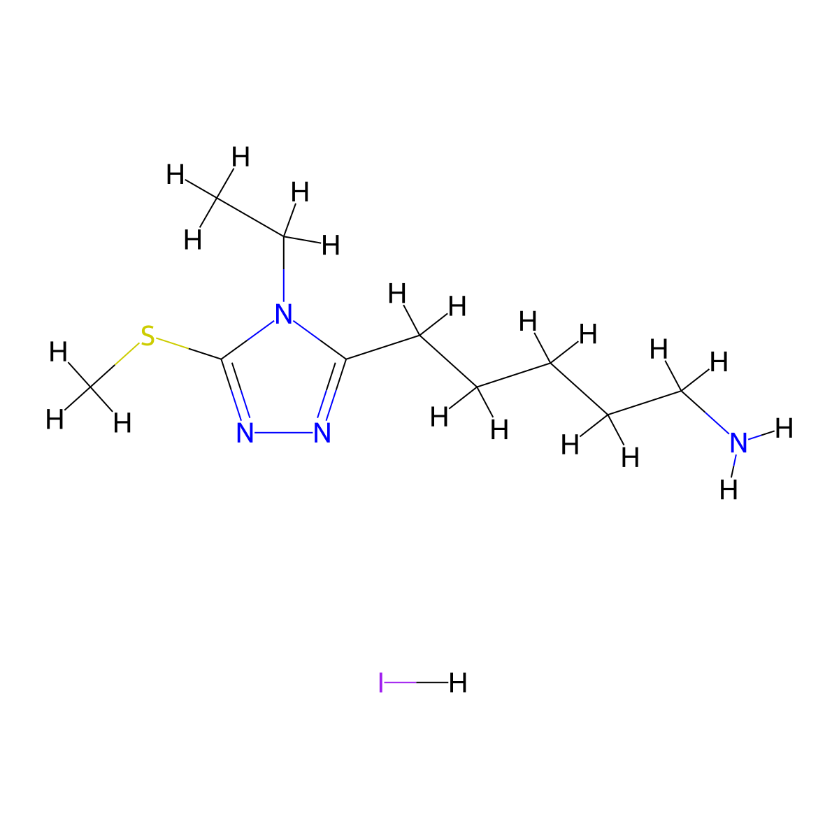 5-[4-ethyl-5-(methylsulfanyl)-4H-1,2,4-triazol-3-yl]pentan-1-amine hydroiodide molecular structure, CAS 1171624-87-5