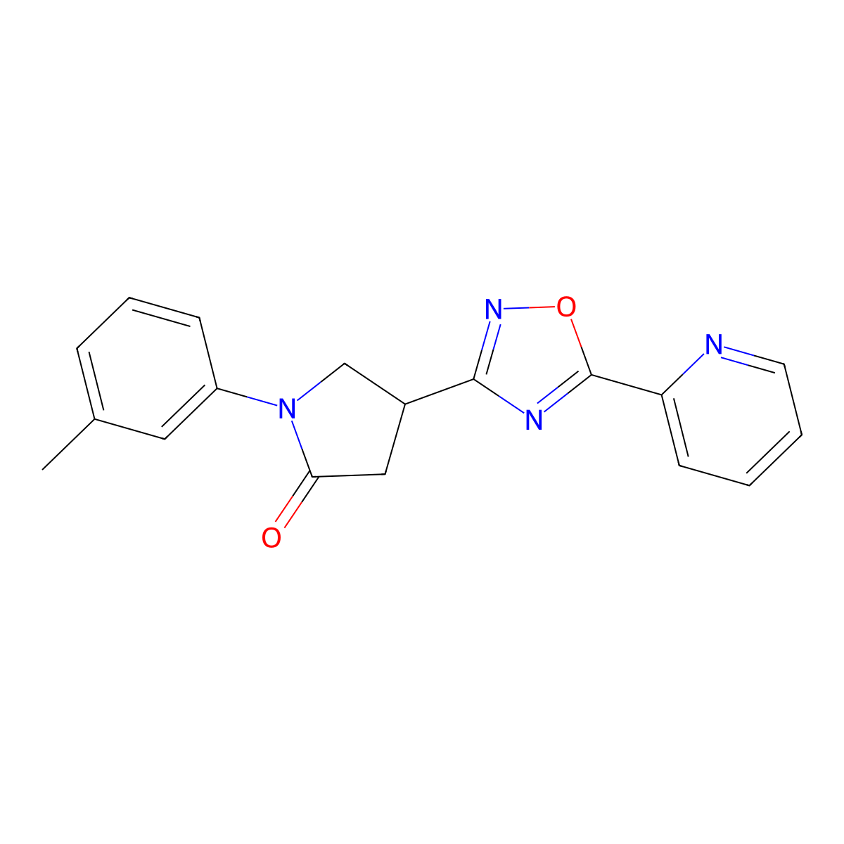 1-(3-Methylphenyl)-4-(5-pyridin-2-yl-1,2,4-oxadiazol-3-yl)pyrrolidin-2-one molecular structure, CAS 1171625-28-7