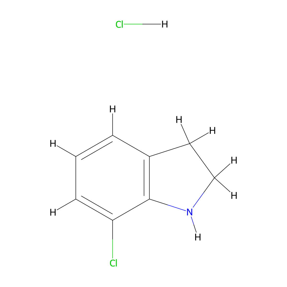 7-chloro-2,3-dihydro-1H-indole hydrochloride molecular structure, CAS 1171625-52-7
