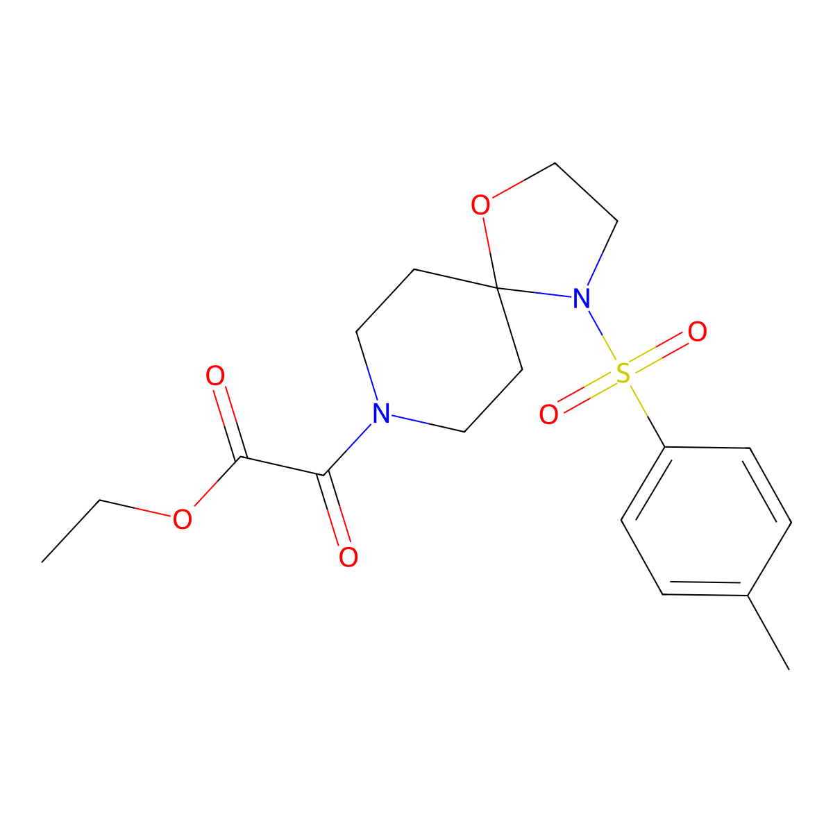 Ethyl 2-oxo-2-(4-tosyl-1-oxa-4,8-diazaspiro[4.5]decan-8-yl)acetate molecular structure, CAS 1171625-54-9