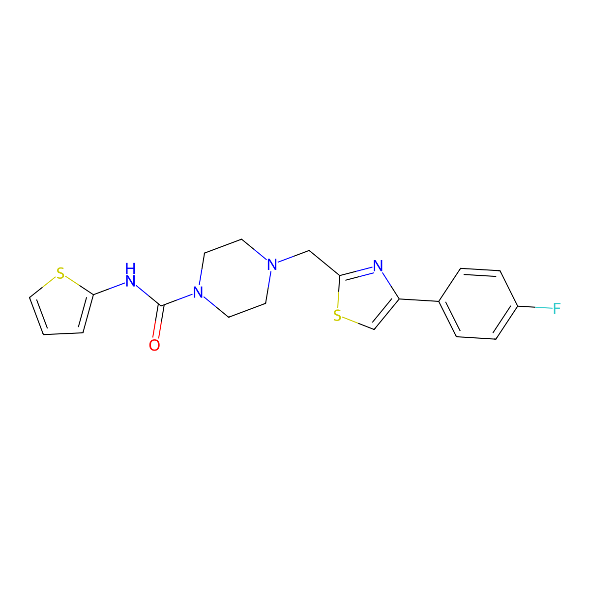 4-((4-(4-fluorophenyl)thiazol-2-yl)methyl)-N-(thiophen-2-yl)piperazine-1-carboxamide molecular structure, CAS 1171626-31-5