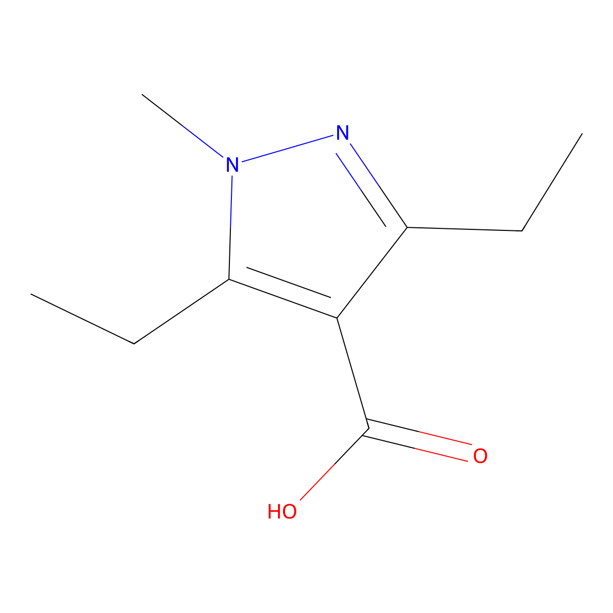 3,5-diethyl-1-methyl-1H-pyrazole-4-carboxylic acid molecular structure, CAS 1171627-40-9