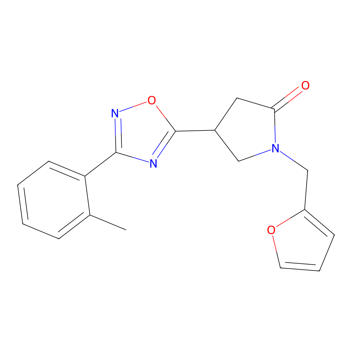 1-(Furan-2-ylmethyl)-4-(3-(o-tolyl)-1,2,4-oxadiazol-5-yl)pyrrolidin-2-one molecular structure, CAS 1171627-89-6