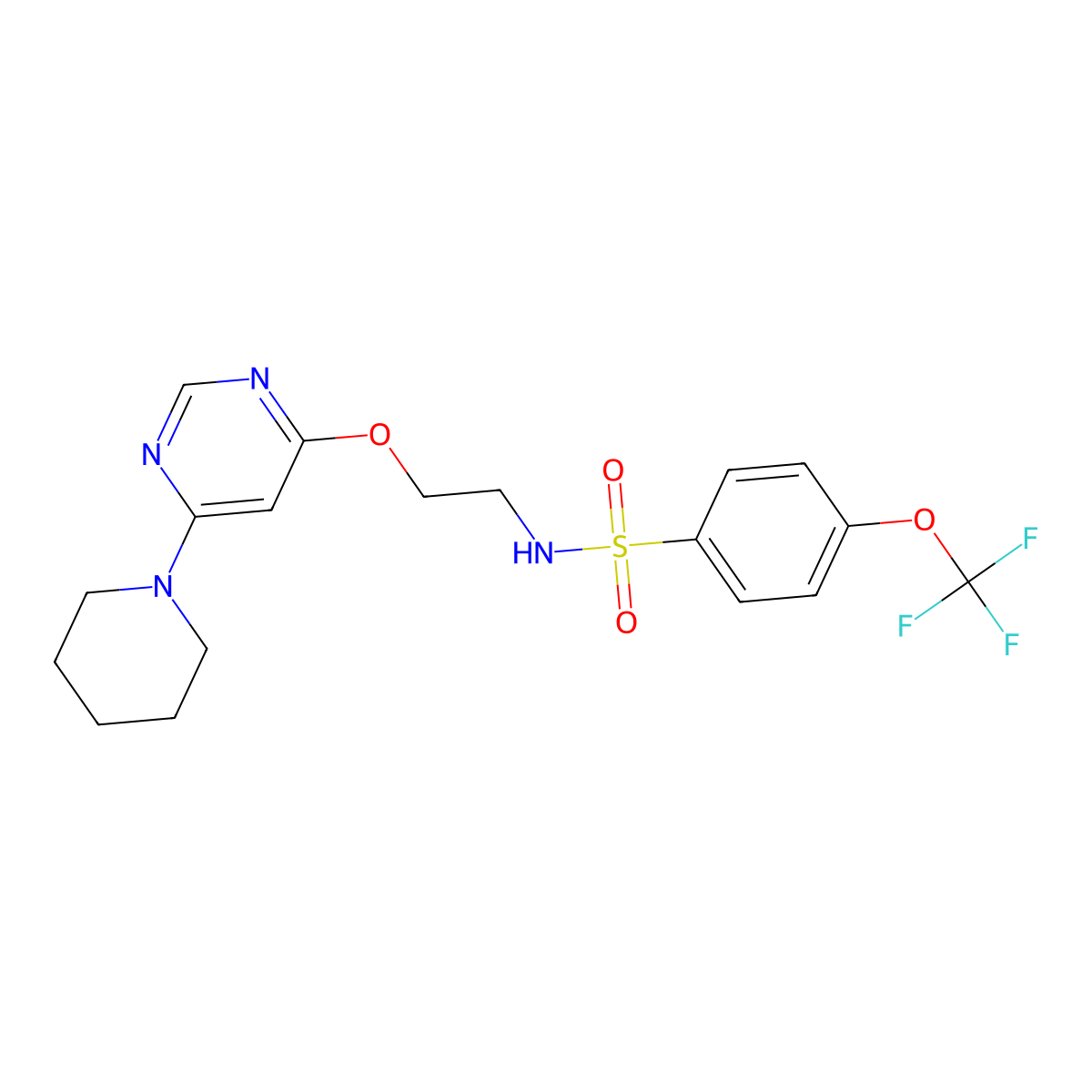 N-(2-((6-(piperidin-1-yl)pyrimidin-4-yl)oxy)ethyl)-4-(trifluoromethoxy)benzenesulfonamide molecular structure, CAS 1171628-56-0