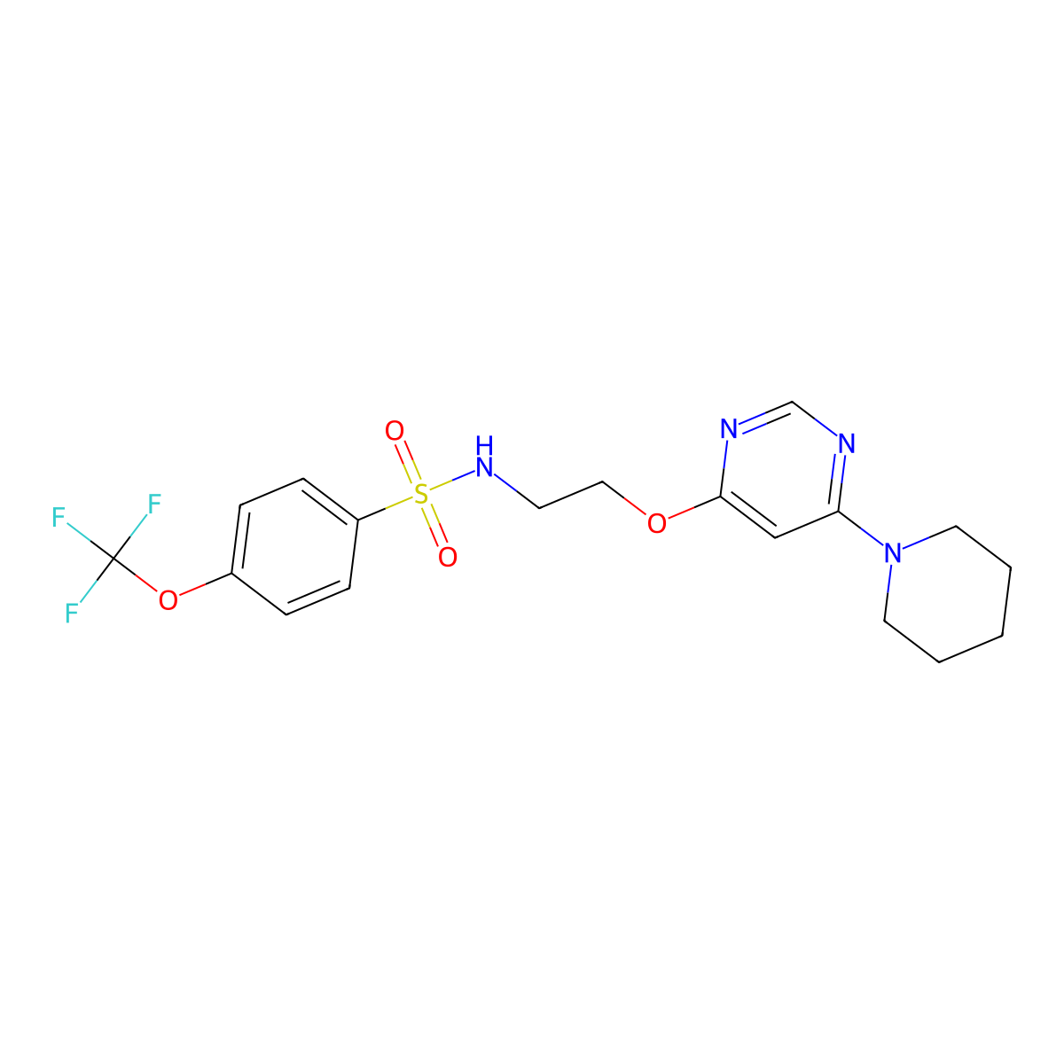 N-(2-((6-(piperidin-1-yl)pyrimidin-4-yl)oxy)ethyl)-4-(trifluoromethoxy)benzenesulfonamide molecular structure, CAS 1171628-56-0