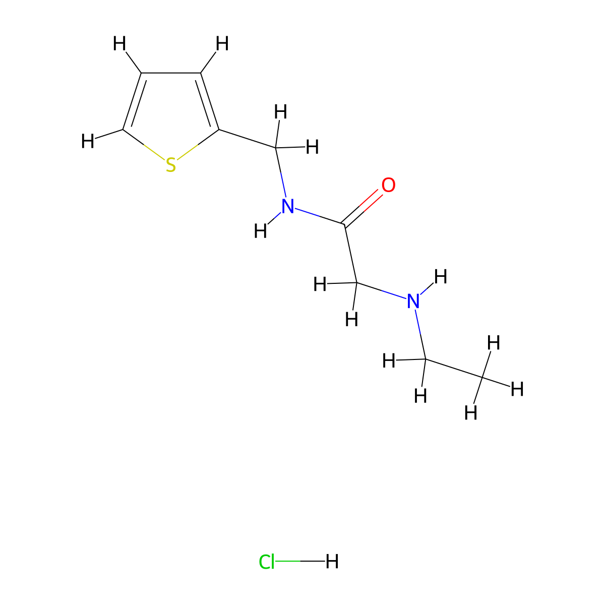 2-(ethylamino)-N-(thien-2-ylmethyl)acetamide hydrochloride molecular structure, CAS 1171629-12-1