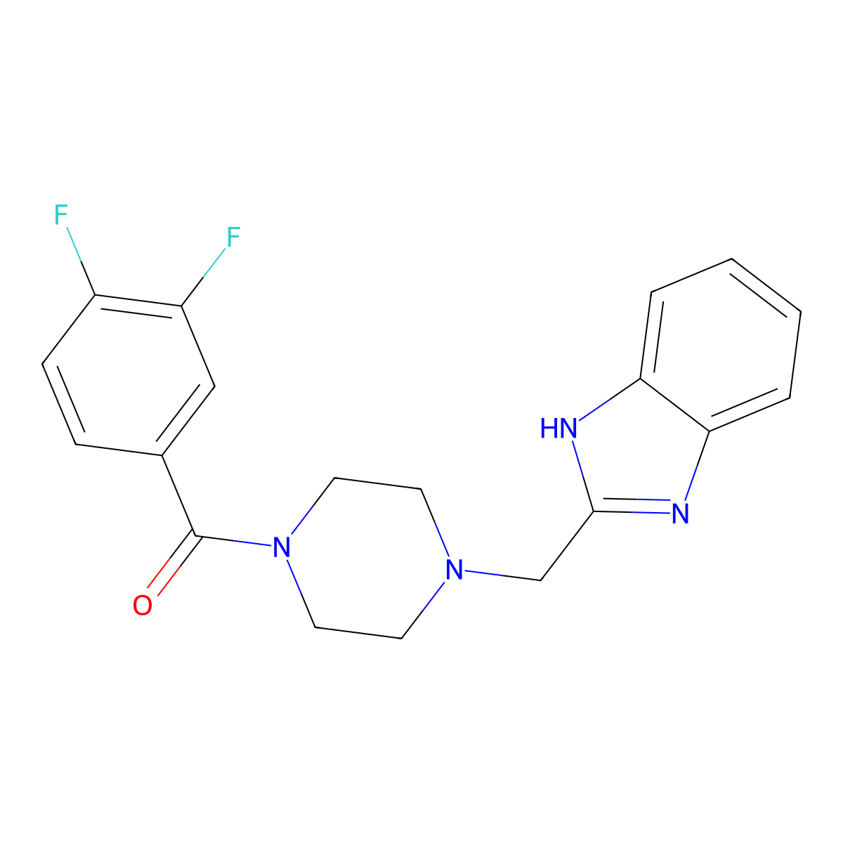 (4-((1H-benzo[d]imidazol-2-yl)methyl)piperazin-1-yl)(3,4-difluorophenyl)methanone molecular structure, CAS 1171630-14-0