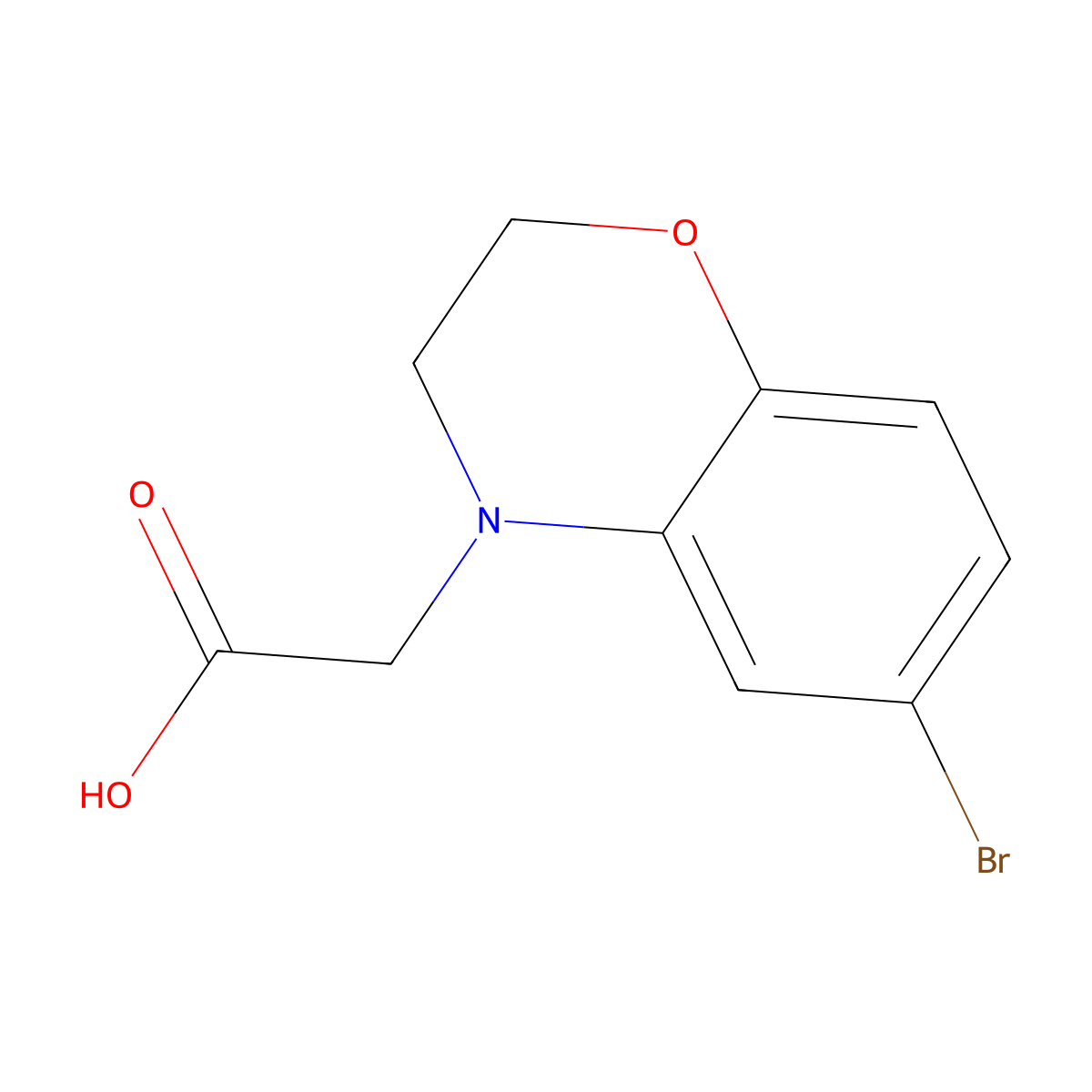 (6-Bromo-2,3-dihydro-4H-1,4-benzoxazin-4-yl)acetic acid molecular structure, CAS 1171632-22-6