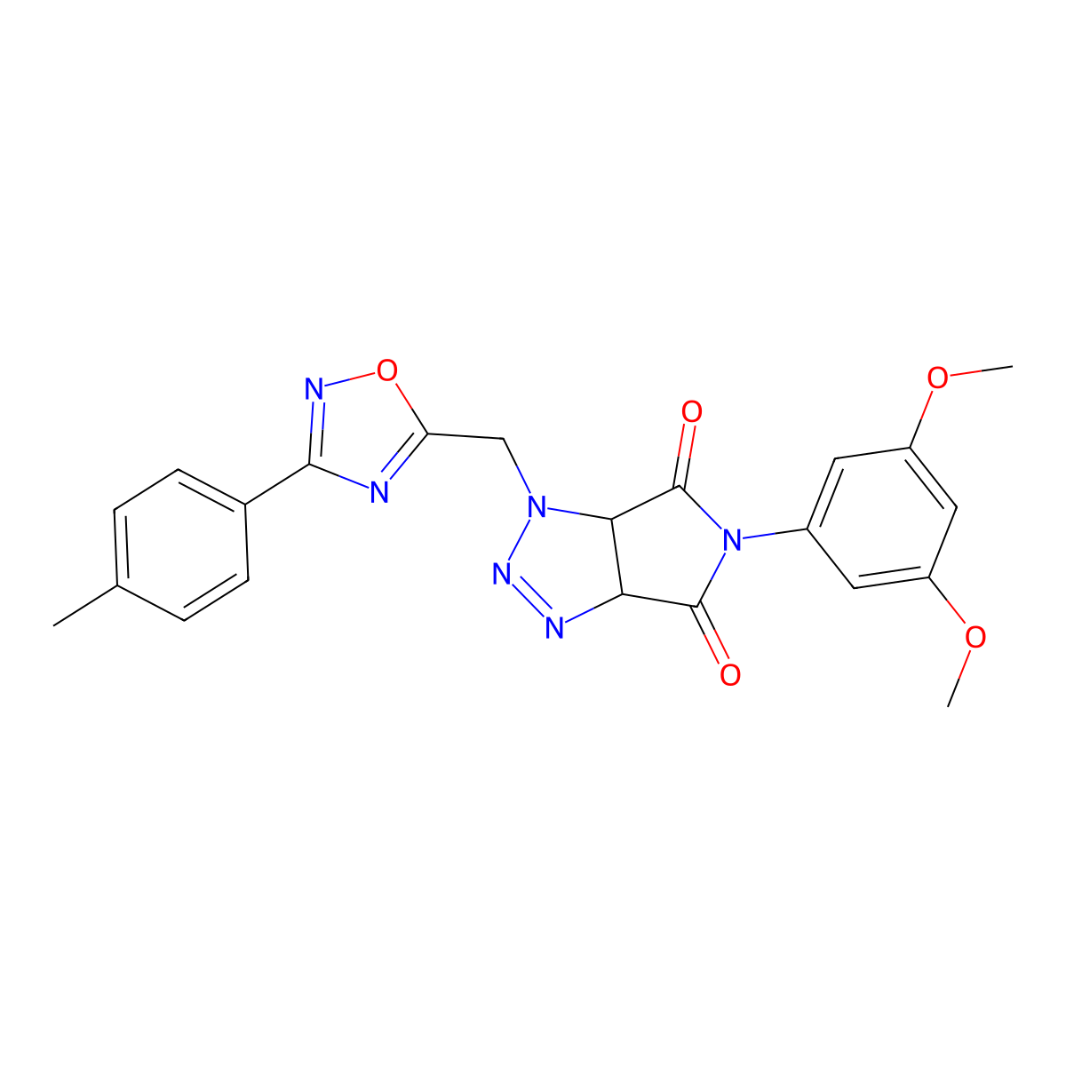 5-(3,5-dimethoxyphenyl)-1-{[3-(4-methylphenyl)-1,2,4-oxadiazol-5-yl]methyl}-1H,3aH,4H,5H,6H,6aH-pyrrolo[3,4-d][1,2,3]triazole-4,6-dione molecular structure, CAS 1171633-27-4