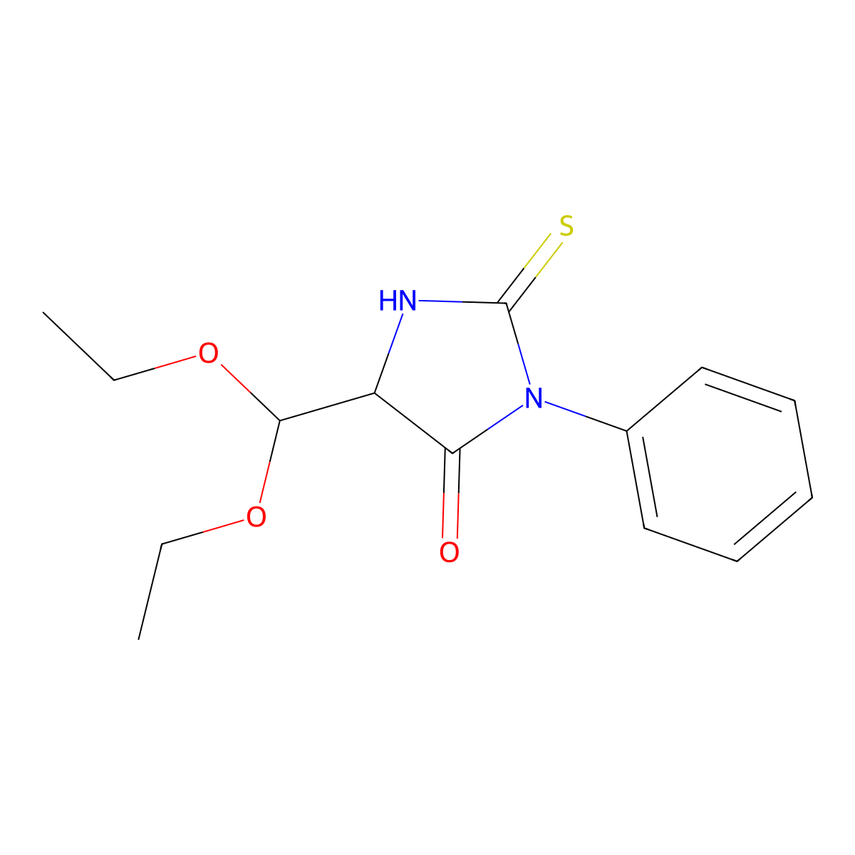 5-(diethoxymethyl)-2-mercapto-3-phenyl-3,5-dihydro-4H-imidazol-4-one molecular structure, CAS 1171634-02-8