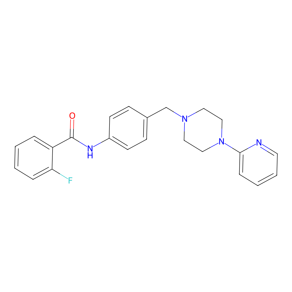 2-fluoro-N-(4-((4-(pyridin-2-yl)piperazin-1-yl)methyl)phenyl)benzamide molecular structure, CAS 1171637-33-4