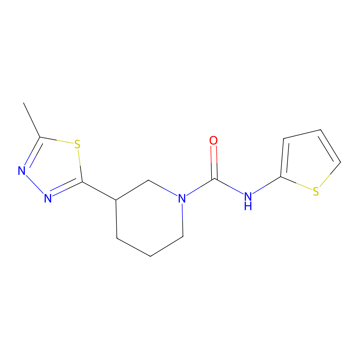 3-(5-methyl-1,3,4-thiadiazol-2-yl)-N-(thiophen-2-yl)piperidine-1-carboxamide molecular structure, CAS 1171638-88-2