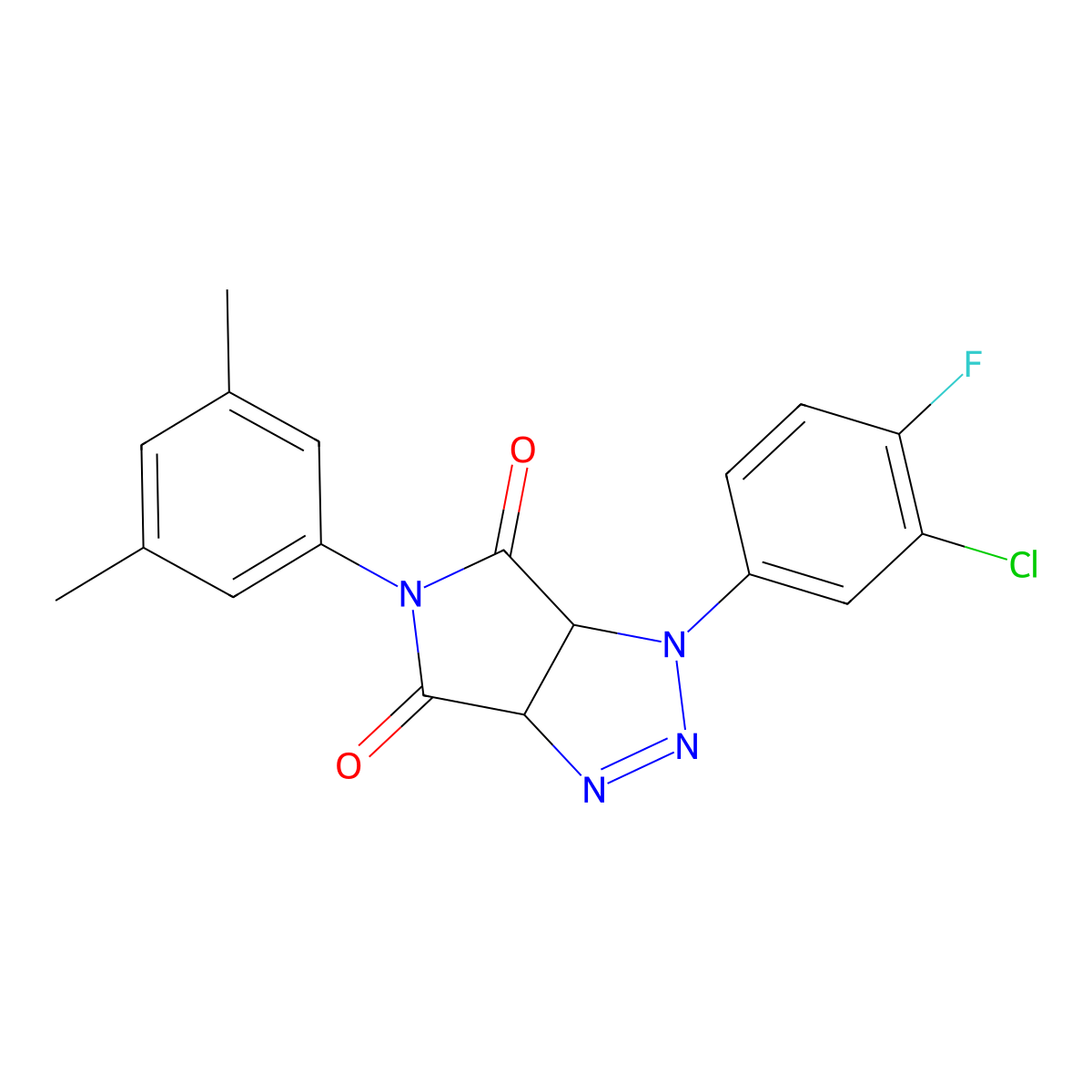 1-(3-chloro-4-fluorophenyl)-5-(3,5-dimethylphenyl)-1,6a-dihydropyrrolo[3,4-d][1,2,3]triazole-4,6(3aH,5H)-dione molecular structure, CAS 1171639-51-2