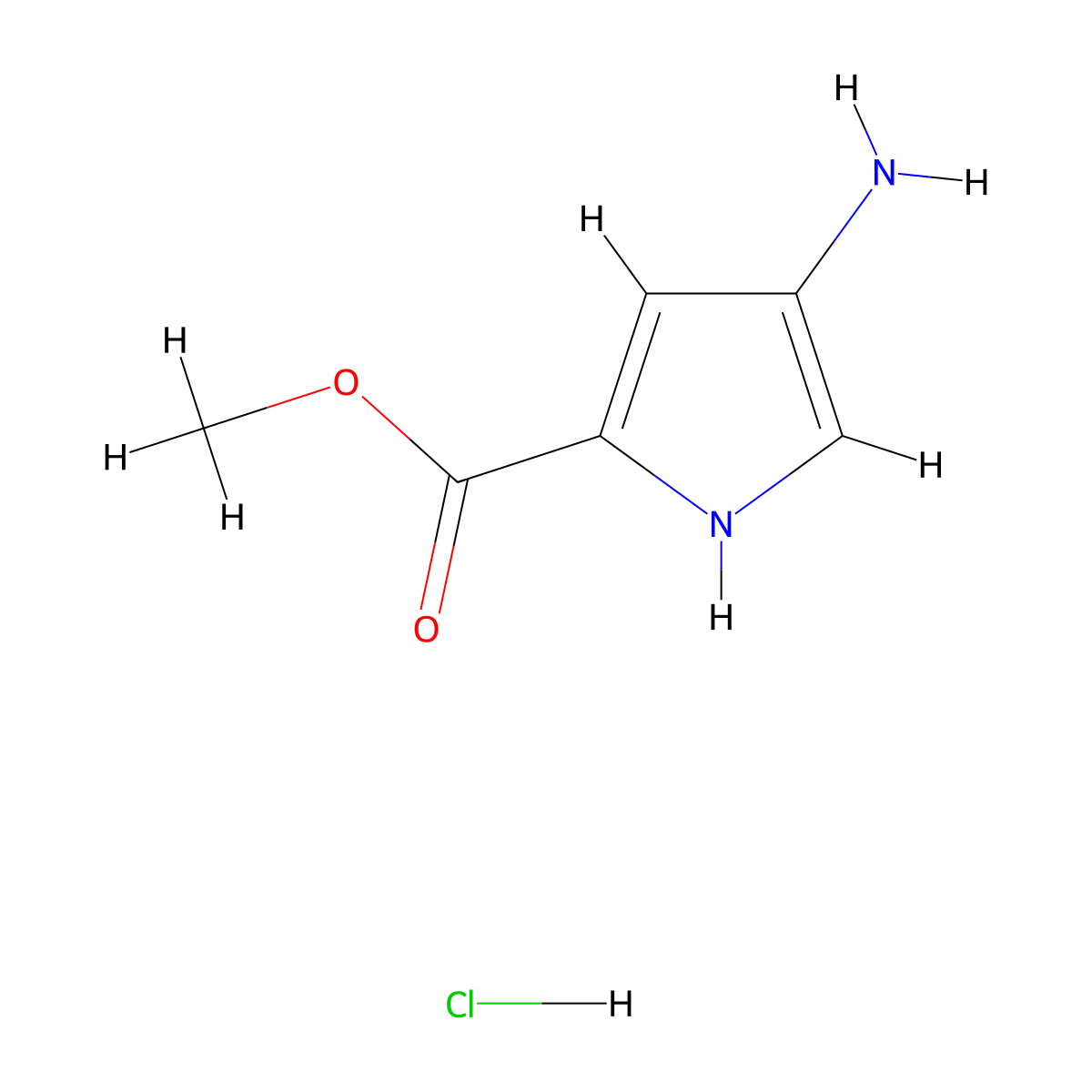 Methyl 4-amino-1H-pyrrole-2-carboxylate hydrochloride molecular structure, CAS 1171639-98-7