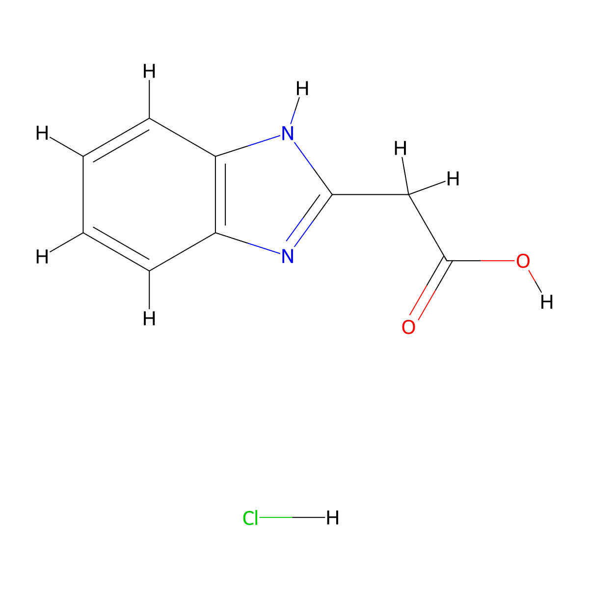 2-(1H-Benzo[d]imidazol-2-yl)acetic acid hydrochloride molecular structure, CAS 117164-16-6