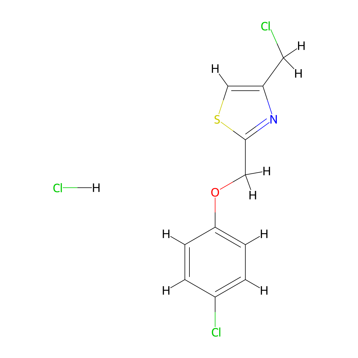 4-(Chloromethyl)-2-[(4-chlorophenoxy)methyl]-1,3-thiazole hydrochloride molecular structure, CAS 1171641-22-7