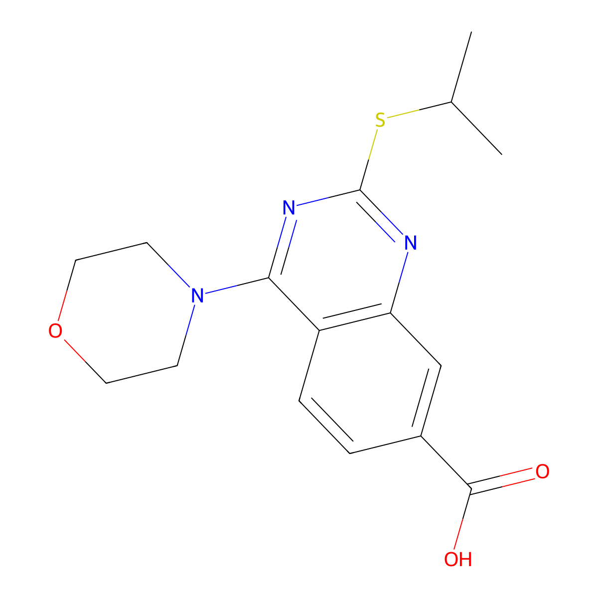 2-(Isopropylthio)-4-morpholin-4-ylquinazoline-7-carboxylic acid molecular structure, CAS 1171641-84-1