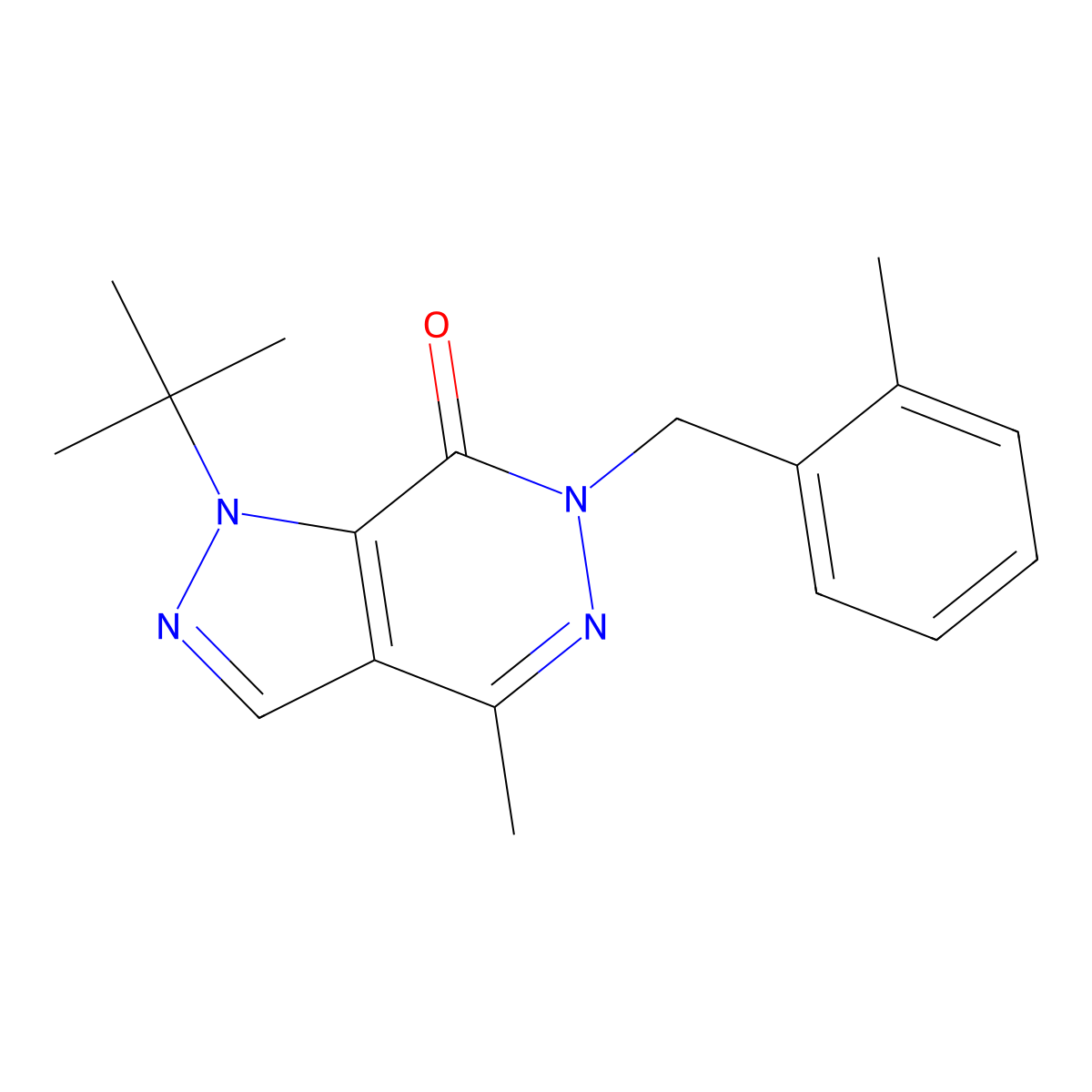 1-(tert-butyl)-4-methyl-6-(2-methylbenzyl)-1H-pyrazolo[3,4-d]pyridazin-7(6H)-one molecular structure, CAS 1171642-04-8