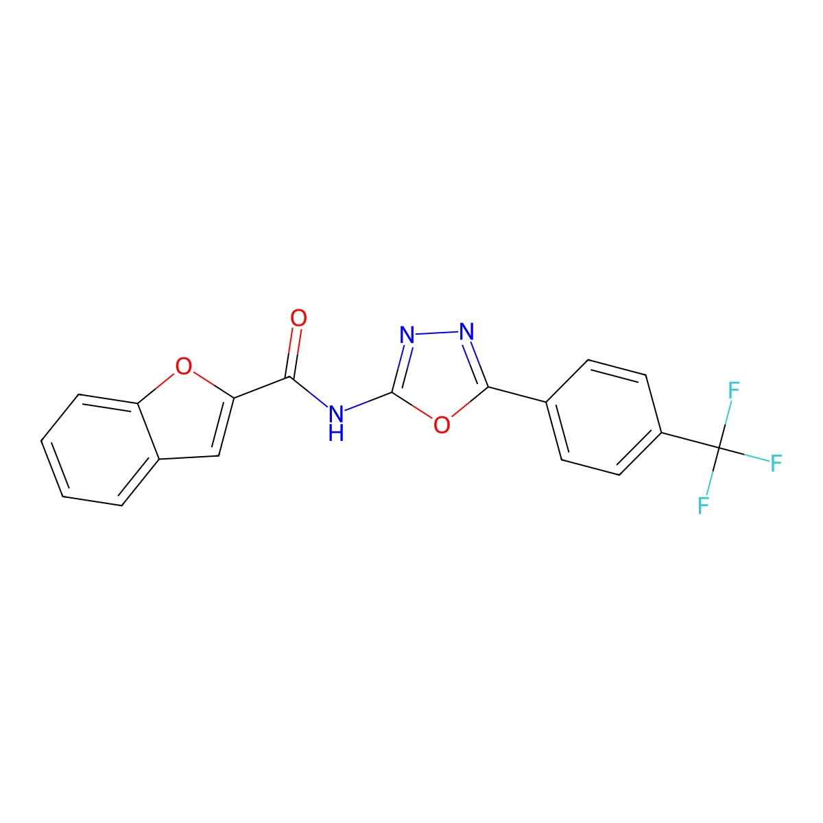 N-(5-(4-(trifluoromethyl)phenyl)-1,3,4-oxadiazol-2-yl)benzofuran-2-carboxamide molecular structure, CAS 1171642-76-4