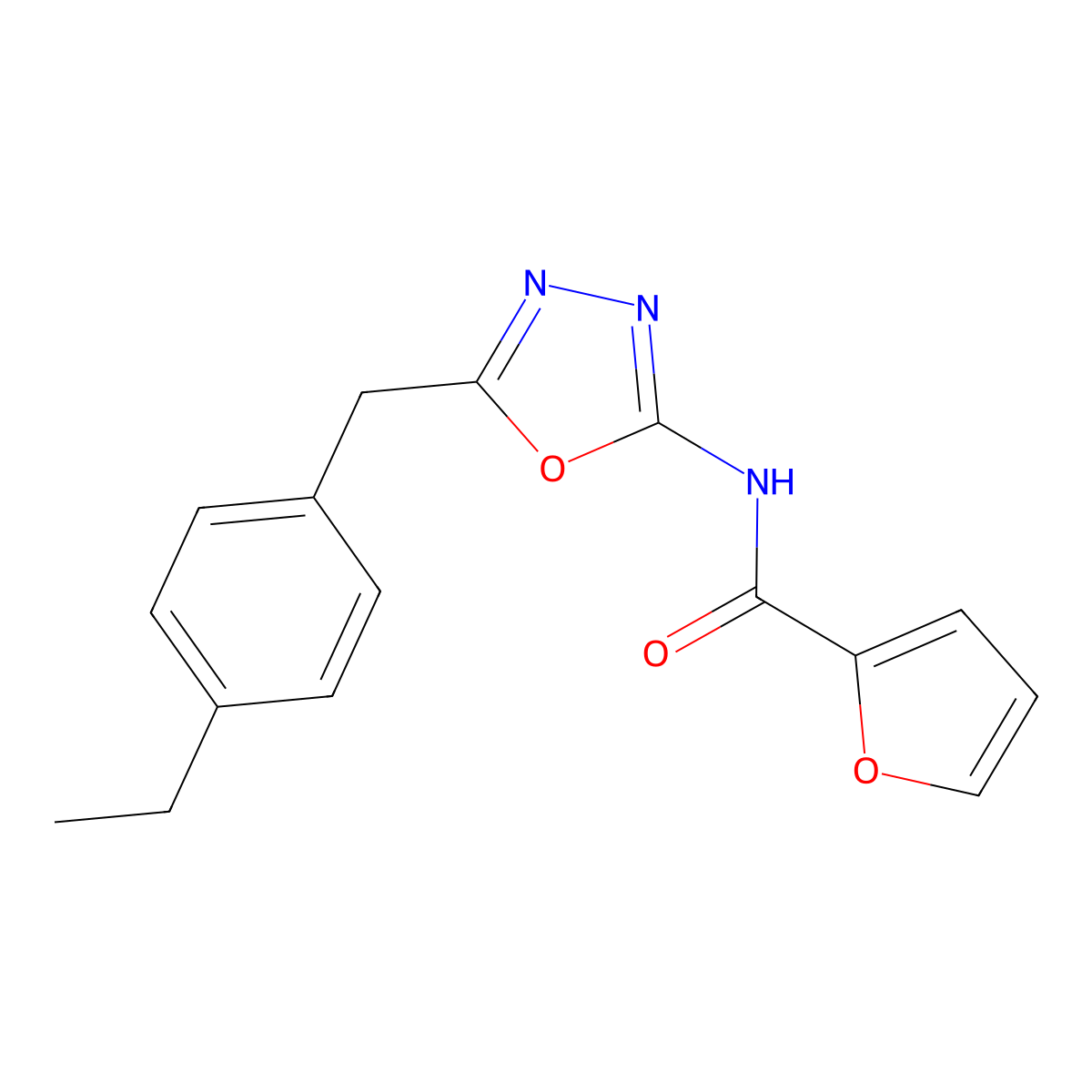 N-(5-(4-ethylbenzyl)-1,3,4-oxadiazol-2-yl)furan-2-carboxamide molecular structure, CAS 1171643-17-6