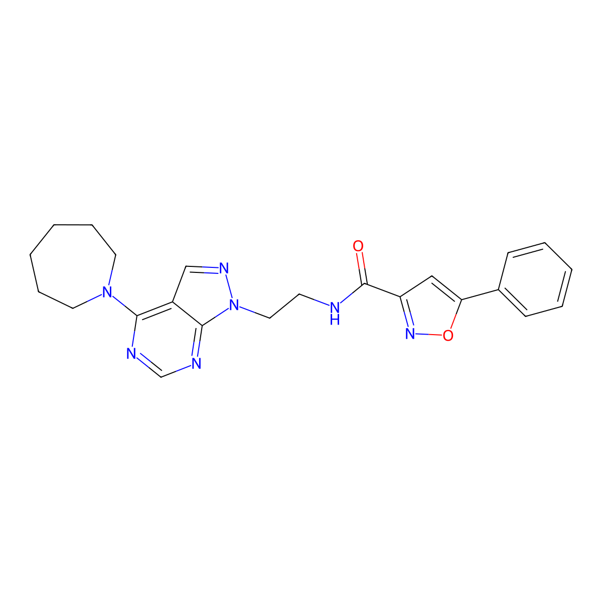 N-(2-(4-(azepan-1-yl)-1H-pyrazolo[3,4-d]pyrimidin-1-yl)ethyl)-5-phenylisoxazole-3-carboxamide molecular structure, CAS 1171645-88-7