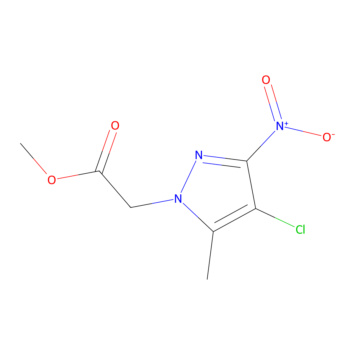 methyl (4-chloro-5-methyl-3-nitro-1H-pyrazol-1-yl)acetate molecular structure, CAS 1171645-95-6