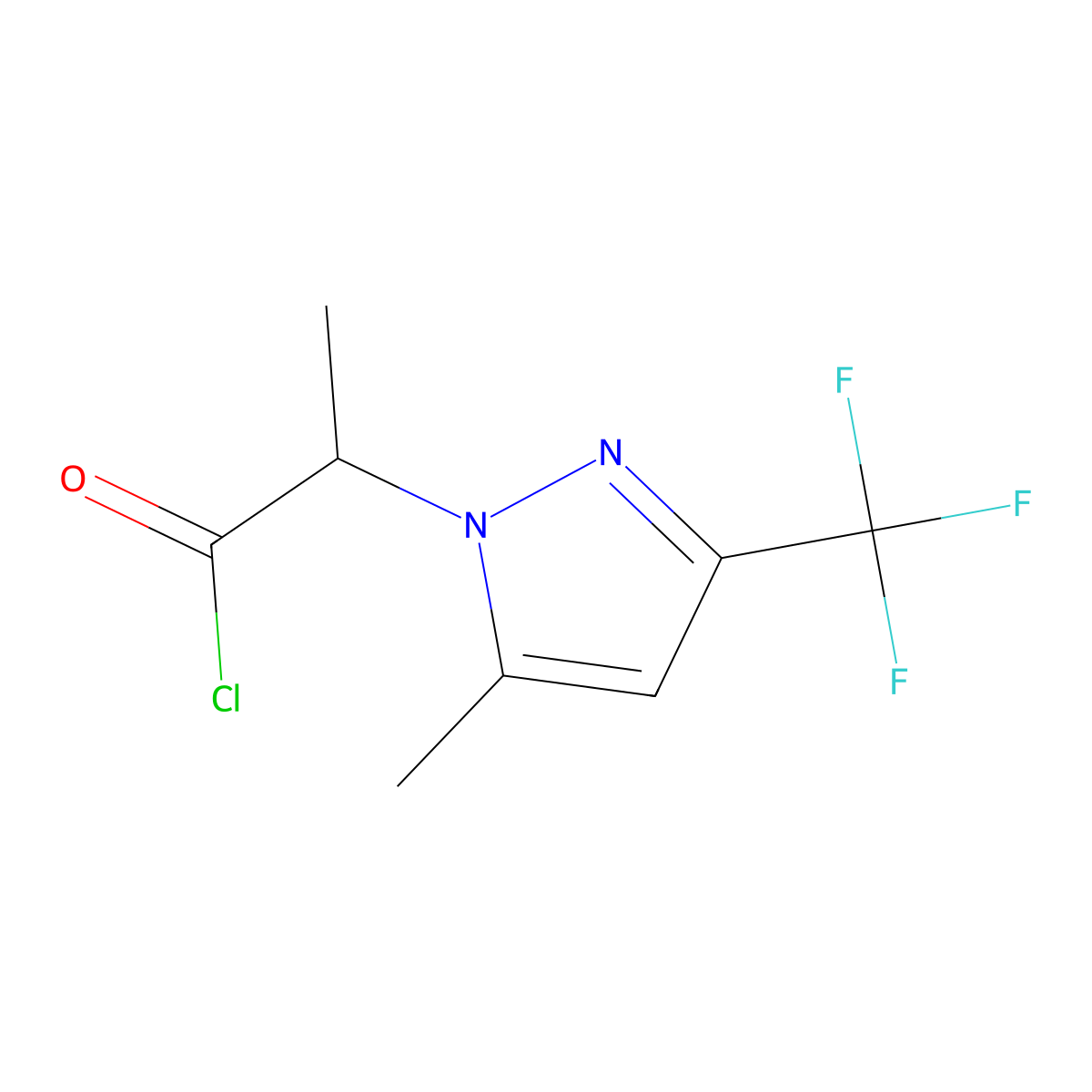 2-(5-Methyl-3-trifluoromethyl-pyrazol-1-YL)-propionyl chloride molecular structure, CAS 1171649-27-6