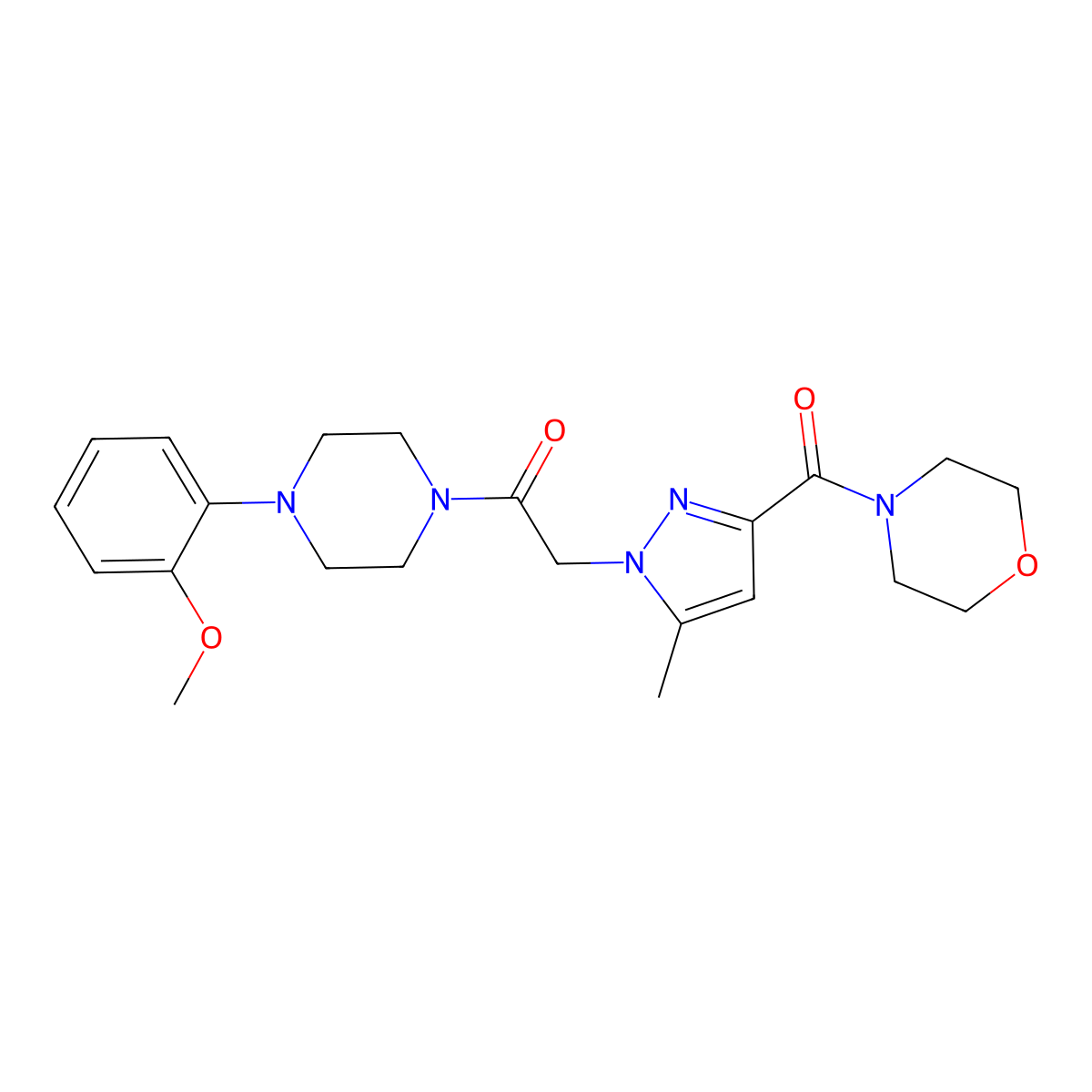1-(4-(2-methoxyphenyl)piperazin-1-yl)-2-(5-methyl-3-(morpholine-4-carbonyl)-1H-pyrazol-1-yl)ethanone molecular structure, CAS 1171652-19-9