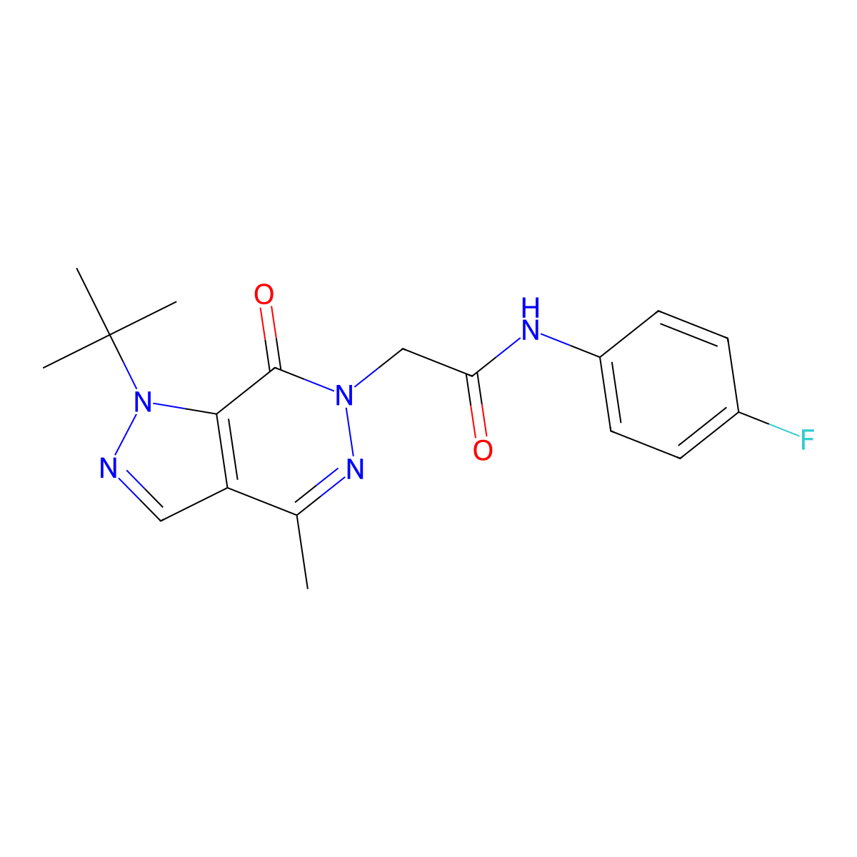 2-(1-(tert-butyl)-4-methyl-7-oxo-1H-pyrazolo[3,4-d]pyridazin-6(7H)-yl)-N-(4-fluorophenyl)acetamide molecular structure, CAS 1171652-74-6