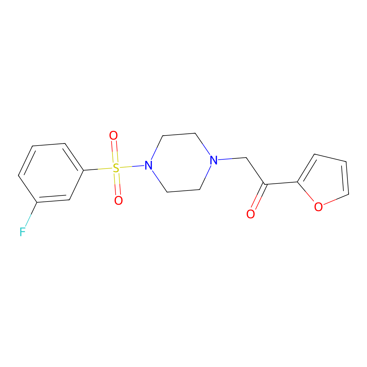 2-(4-((3-Fluorophenyl)sulfonyl)piperazin-1-yl)-1-(furan-2-yl)ethanone molecular structure, CAS 1171652-86-0