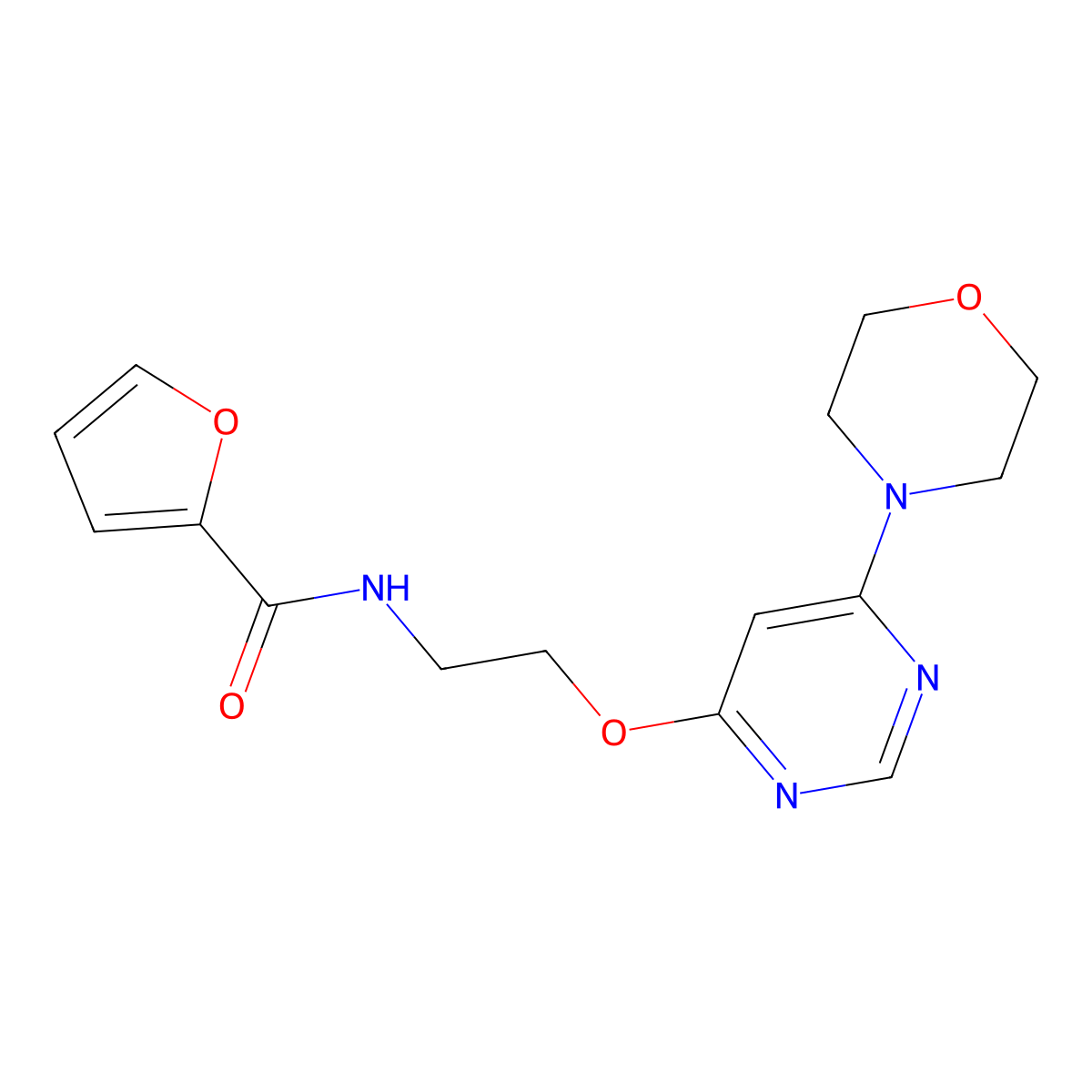 N-(2-{[6-(morpholin-4-yl)pyrimidin-4-yl]oxy}ethyl)furan-2-carboxamide molecular structure, CAS 1171653-85-2