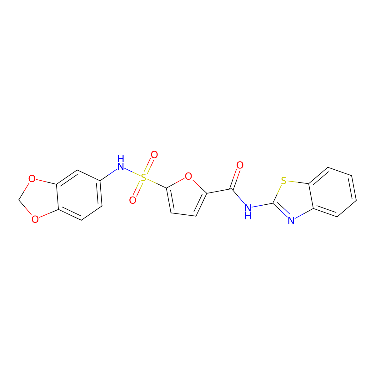5-(N-(benzo[d][1,3]dioxol-5-yl)sulfamoyl)-N-(benzo[d]thiazol-2-yl)furan-2-carboxamide molecular structure, CAS 1171653-99-8