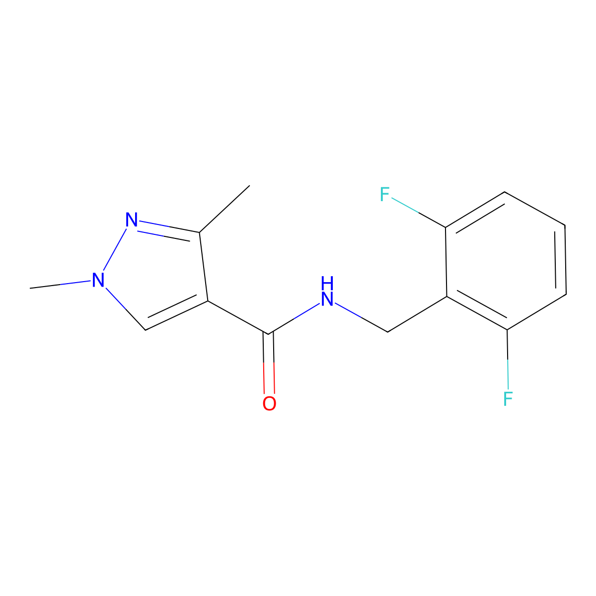 N-(2,6-difluorobenzyl)-1,3-dimethyl-1H-pyrazole-4-carboxamide molecular structure, CAS 1171656-84-0