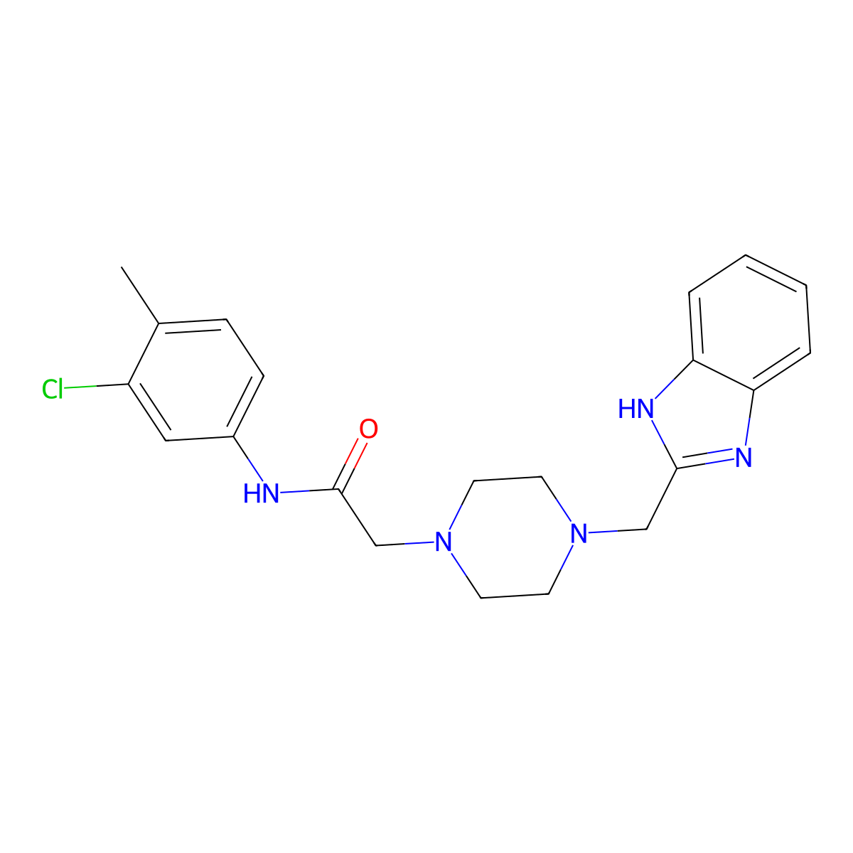 2-(4-((1H-benzo[d]imidazol-2-yl)methyl)piperazin-1-yl)-N-(3-chloro-4-methylphenyl)acetamide molecular structure, CAS 1171657-48-9