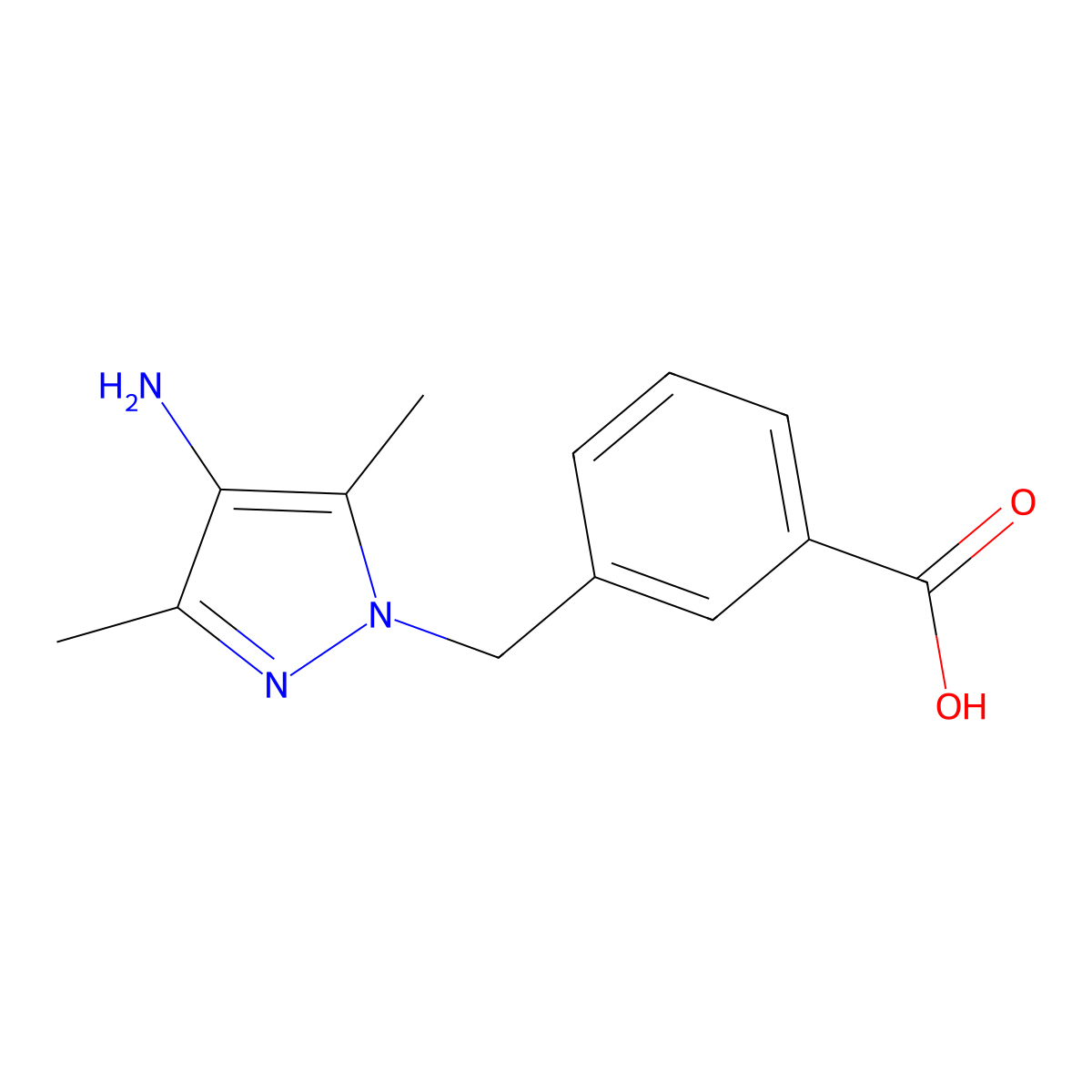 3-[(4-amino-3,5-dimethyl-1H-pyrazol-1-yl)methyl]benzoic acid molecular structure, CAS 1171661-11-2